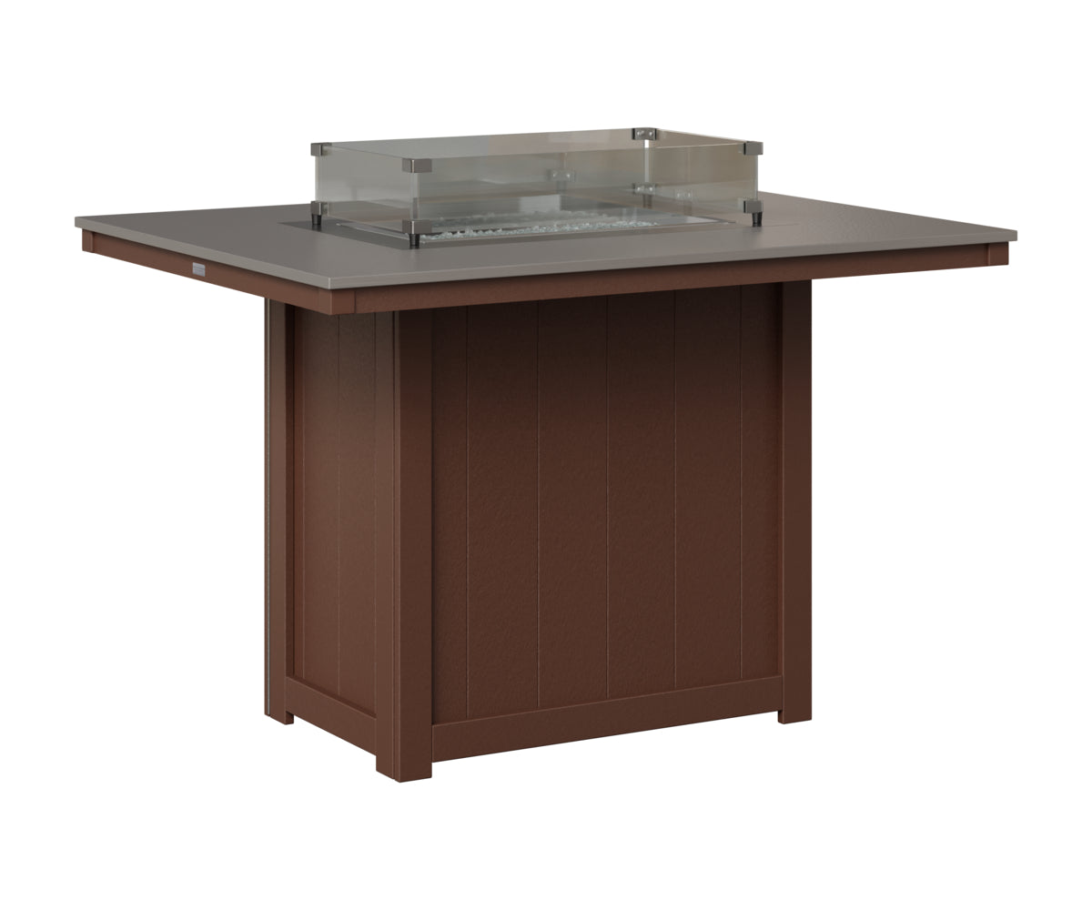 Berlin Gardens Donoma 42" x 54" Rectangular Fire Table Counter in Chocolate Brown, Hammered Stainless top