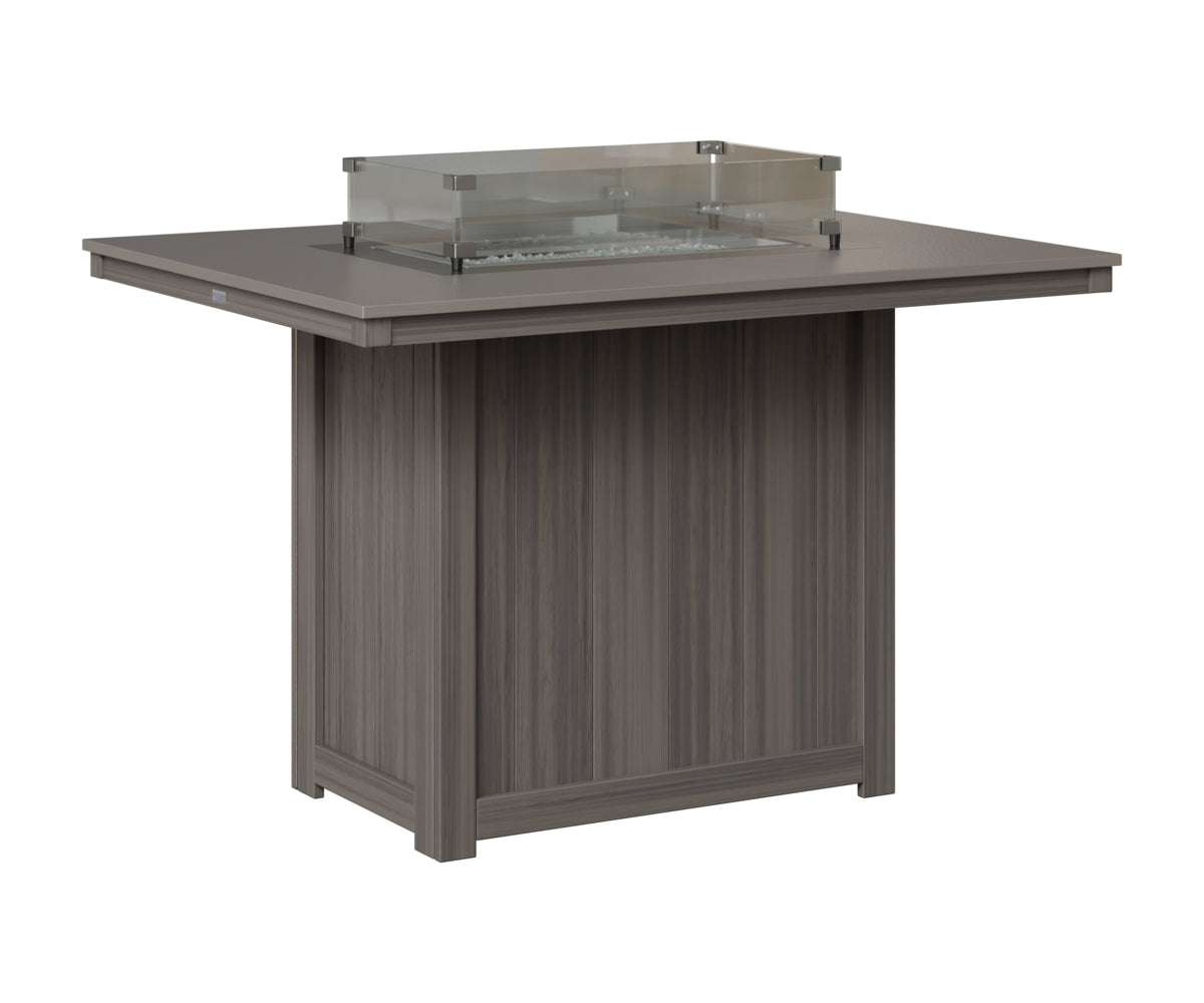 Berlin Gardens Donoma 42" x 54" Rectangular Fire Table Counter in Coastal Gray, Hammered Stainless top