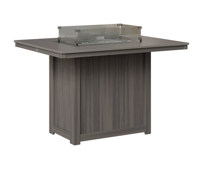 Berlin Gardens Donoma 42" x 54" Rectangular Fire Table Counter in Coastal Gray, Hammered Stainless top