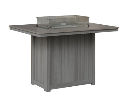 Berlin Gardens Donoma 42" x 54" Rectangular Fire Table Counter in Driftwood Gray, Hammered Stainless top