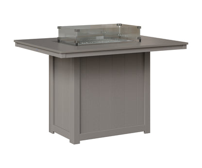 Berlin Gardens Donoma 42" x 54" Rectangular Fire Table Counter in Light Gray, Hammered Stainless top
