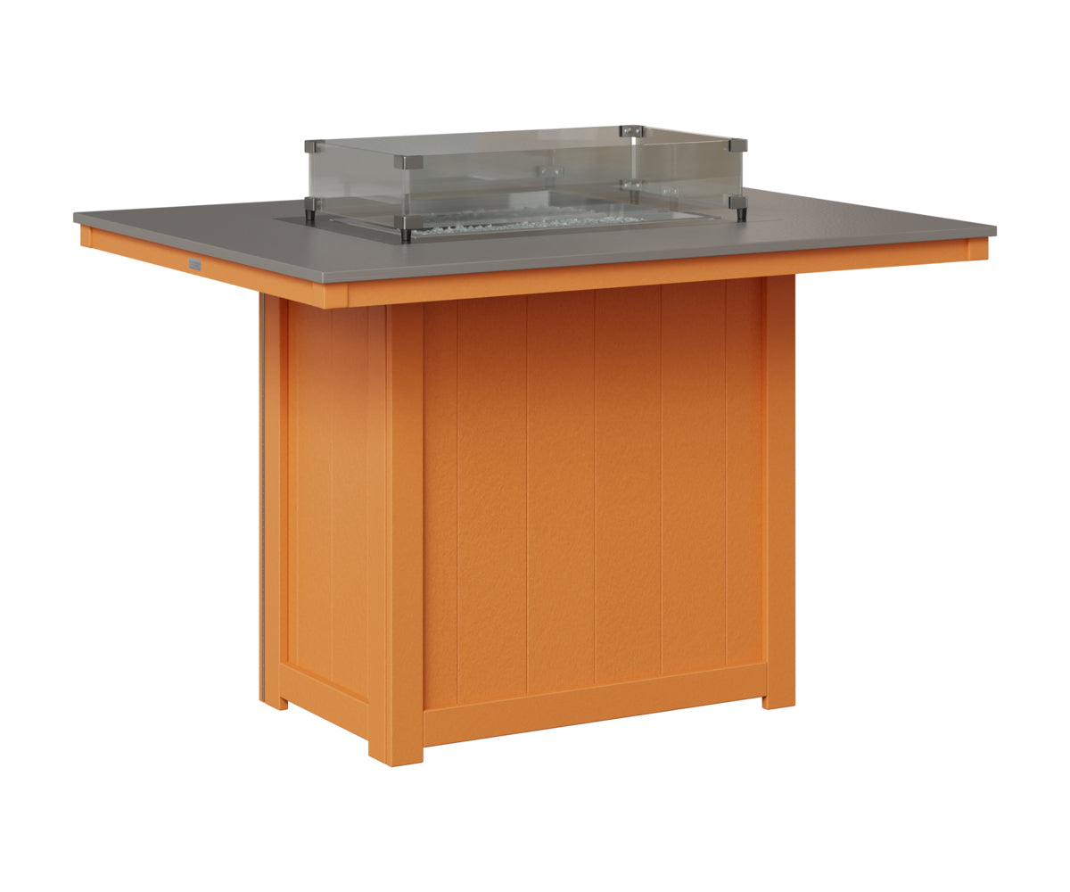 Berlin Gardens Donoma 42" x 54" Rectangular Fire Table Counter in Mango Orange, Hammered Stainless top