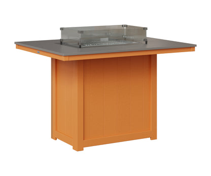 Berlin Gardens Donoma 42" x 54" Rectangular Fire Table Counter in Mango Orange, Hammered Stainless top