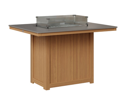 Berlin Gardens Donoma 42" x 54" Rectangular Fire Table Counter in Natural Teak, Hammered Stainless top