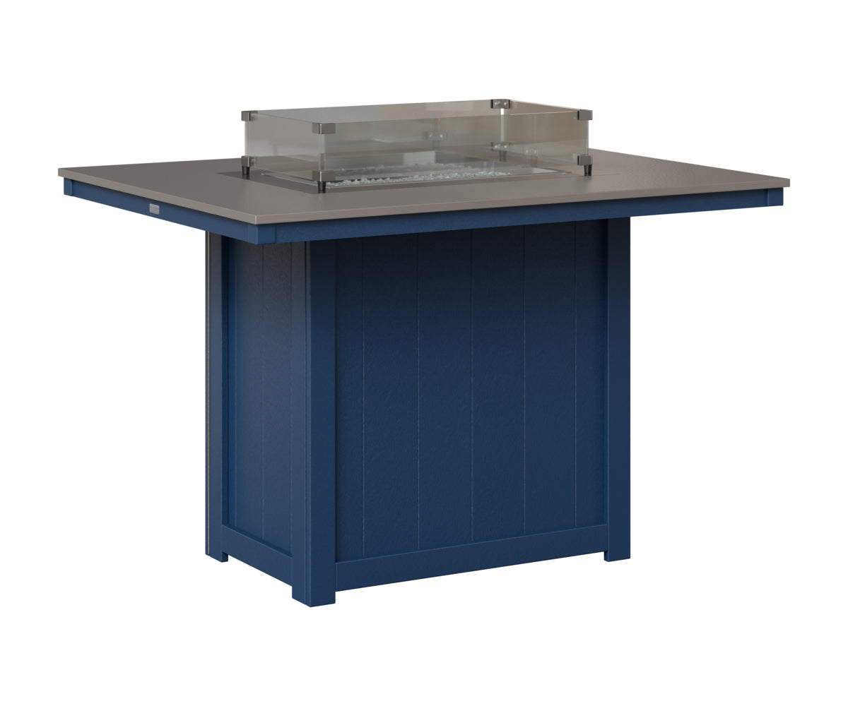 Berlin Gardens Donoma 42" x 54" Rectangular Fire Table Counter in Navy Blue, Hammered Stainless top