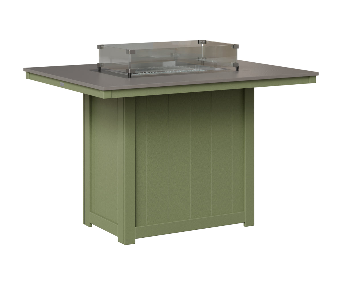 Berlin Gardens Donoma 42" x 54" Rectangular Fire Table Counter in Sage, Hammered Stainless top