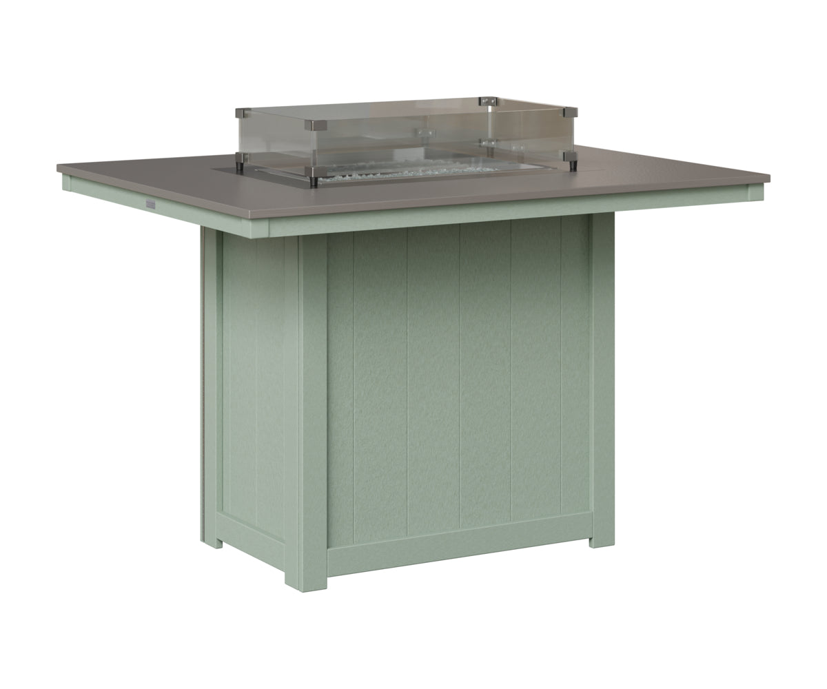 Berlin Gardens Donoma 42" x 54" Rectangular Fire Table Counter in Sea Foam, Hammered Stainless top