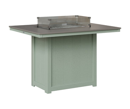 Berlin Gardens Donoma 42" x 54" Rectangular Fire Table Counter in Sea Foam, Hammered Stainless top