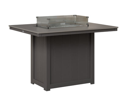 Berlin Gardens Donoma 42" x 54" Rectangular Fire Table Counter in Smoke Gray, Hammered Stainless top