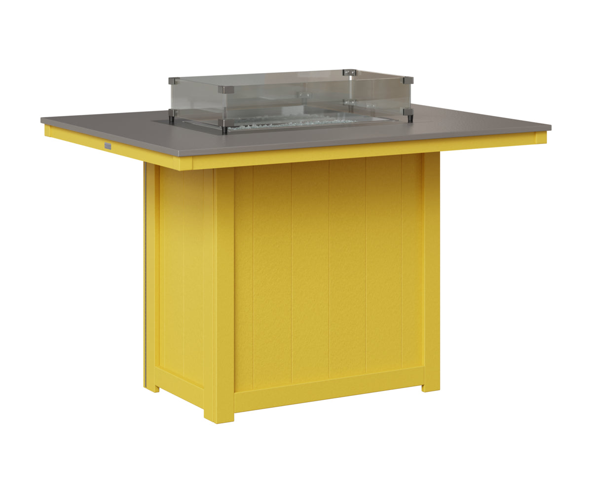 Berlin Gardens Donoma 42" x 54" Rectangular Fire Table Counter in Sunburst Yellow, Hammered Stainless top