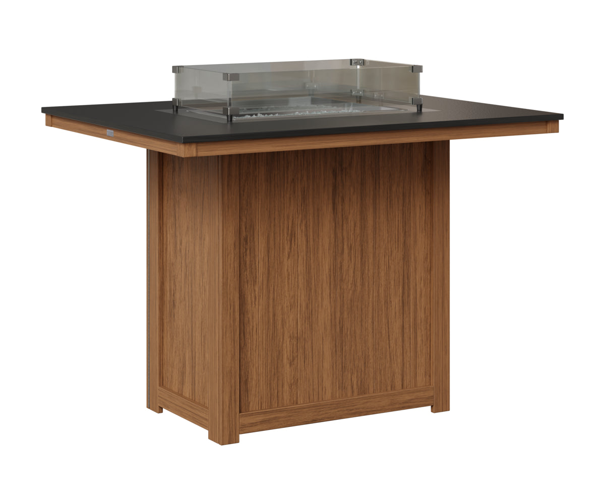 Berlin Gardens Donoma 42" x 54" Rectangular Fire Table Bar in Antique Mahogany, Hammered Black top