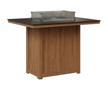 Berlin Gardens Donoma 42" x 54" Rectangular Fire Table Bar in Antique Mahogany, Hammered Black top