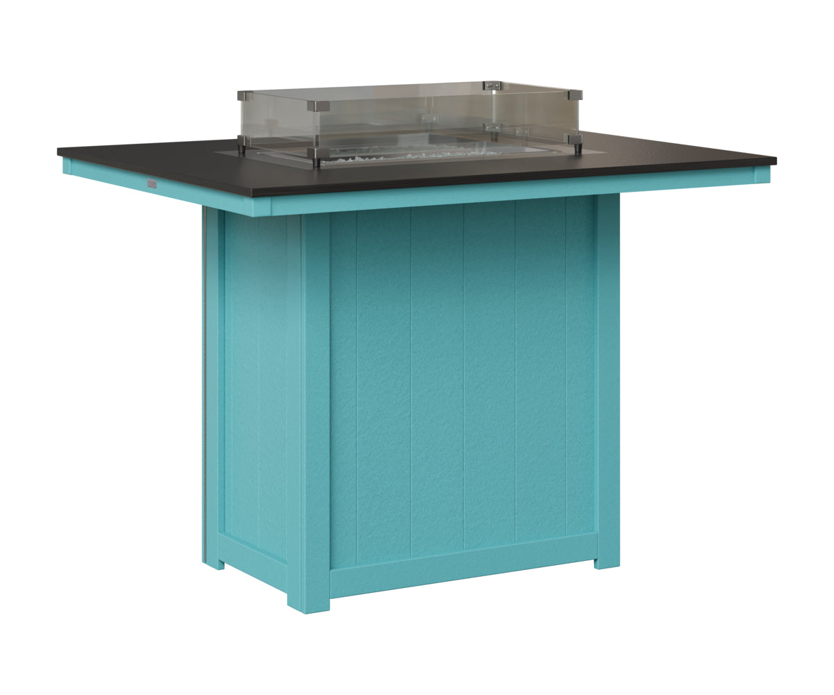 Berlin Gardens Donoma 42" x 54" Rectangular Fire Table Bar in Aruba Blue, Hammered Black top