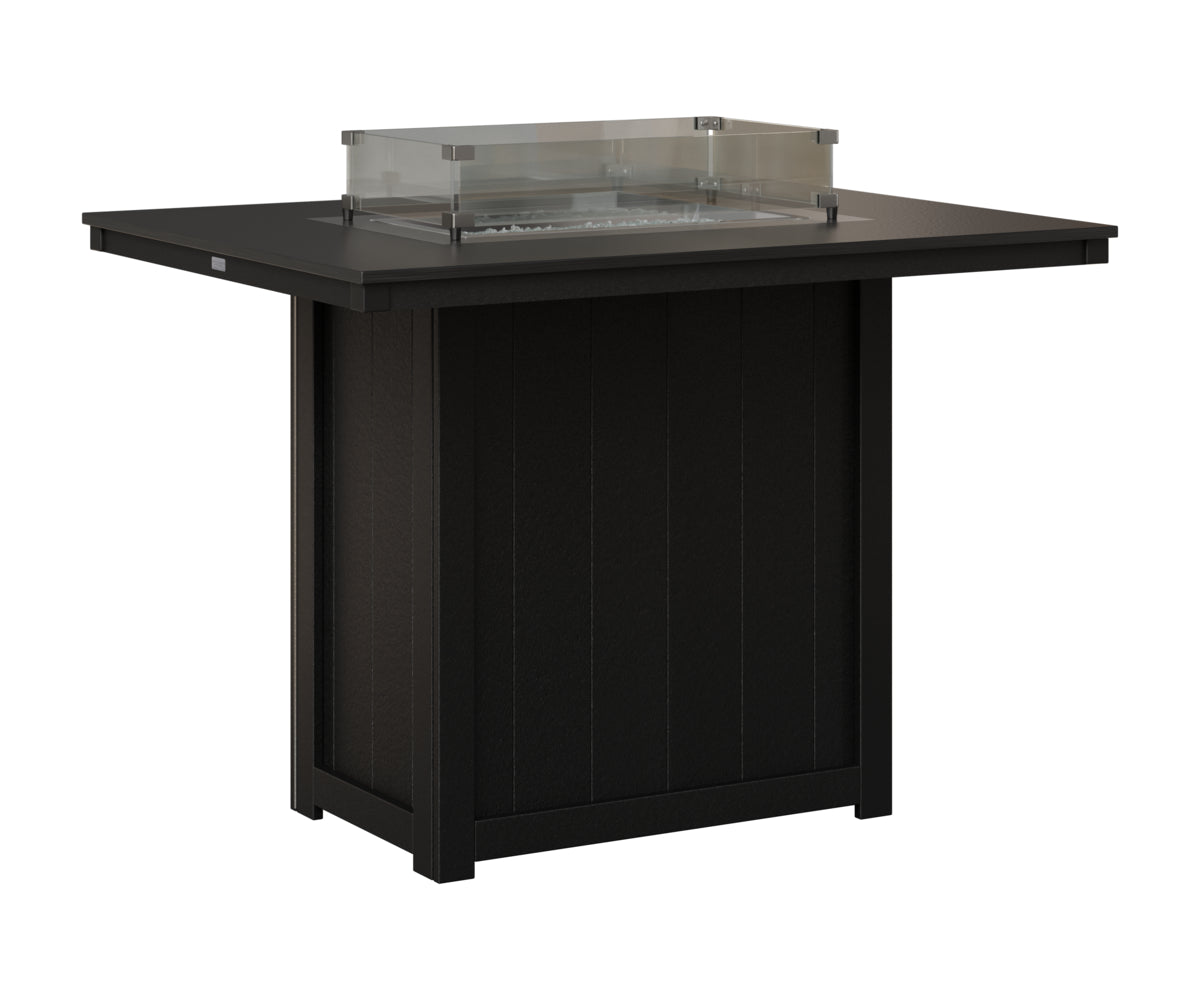 Berlin Gardens Donoma 42" x 54" Rectangular Fire Table Bar in Black, Hammered Black top