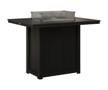 Berlin Gardens Donoma 42" x 54" Rectangular Fire Table Bar in Black, Hammered Black top