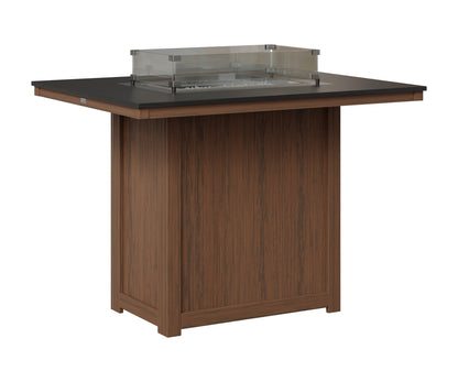 Berlin Gardens Donoma 42" x 54" Rectangular Fire Table Bar in Brazilian Walnut, Hammered Black top
