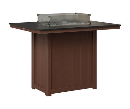 Berlin Gardens Donoma 42" x 54" Rectangular Fire Table Bar in Chocolate Brown, Hammered Black top