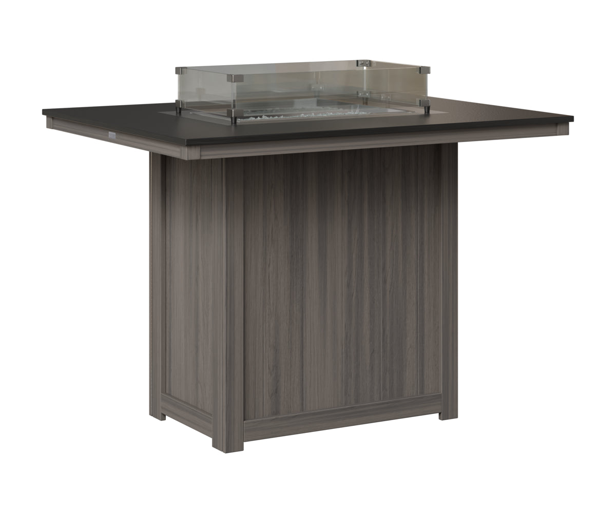 Berlin Gardens Donoma 42" x 54" Rectangular Fire Table Bar in Coastal Gray, Hammered Black top