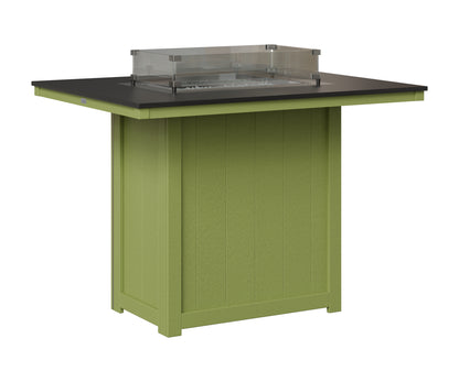 Berlin Gardens Donoma 42" x 54" Rectangular Fire Table Bar in Kiwi Green, Hammered Black top