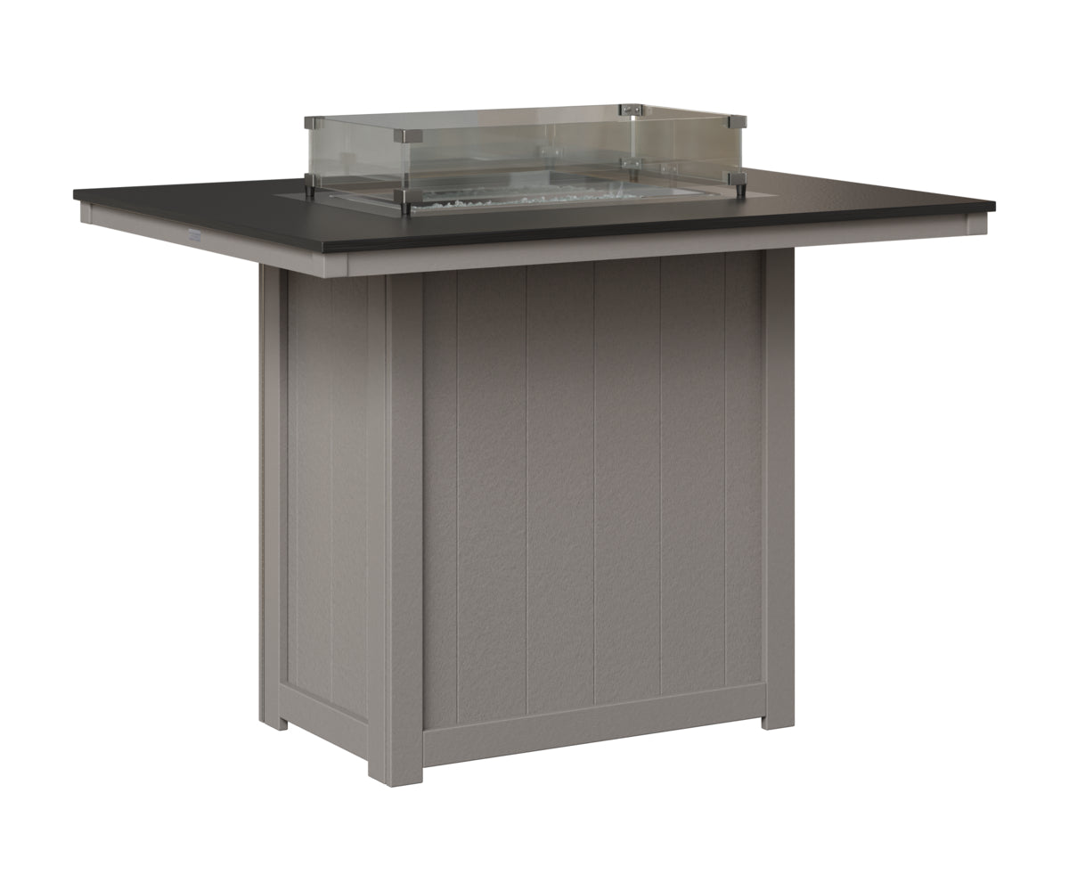 Berlin Gardens Donoma 42" x 54" Rectangular Fire Table Bar in Light Gray, Hammered Black top