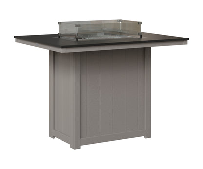 Berlin Gardens Donoma 42" x 54" Rectangular Fire Table Bar in Light Gray, Hammered Black top