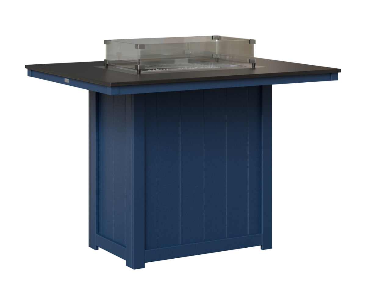 Berlin Gardens Donoma 42" x 54" Rectangular Fire Table Bar in Navy Blue, Hammered Black top