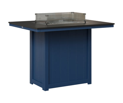 Berlin Gardens Donoma 42" x 54" Rectangular Fire Table Bar in Navy Blue, Hammered Black top
