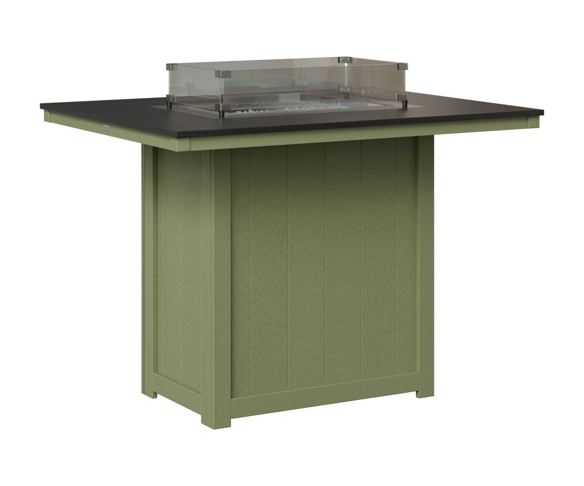 Berlin Gardens Donoma 42" x 54" Rectangular Fire Table Bar in Sage, Hammered Black top