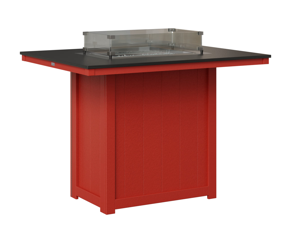Berlin Gardens Donoma 42" x 54" Rectangular Fire Table Bar in Scarlet Red, Hammered Black top