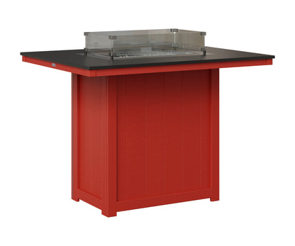 Berlin Gardens Donoma 42" x 54" Rectangular Fire Table Bar in Scarlet Red, Hammered Black top