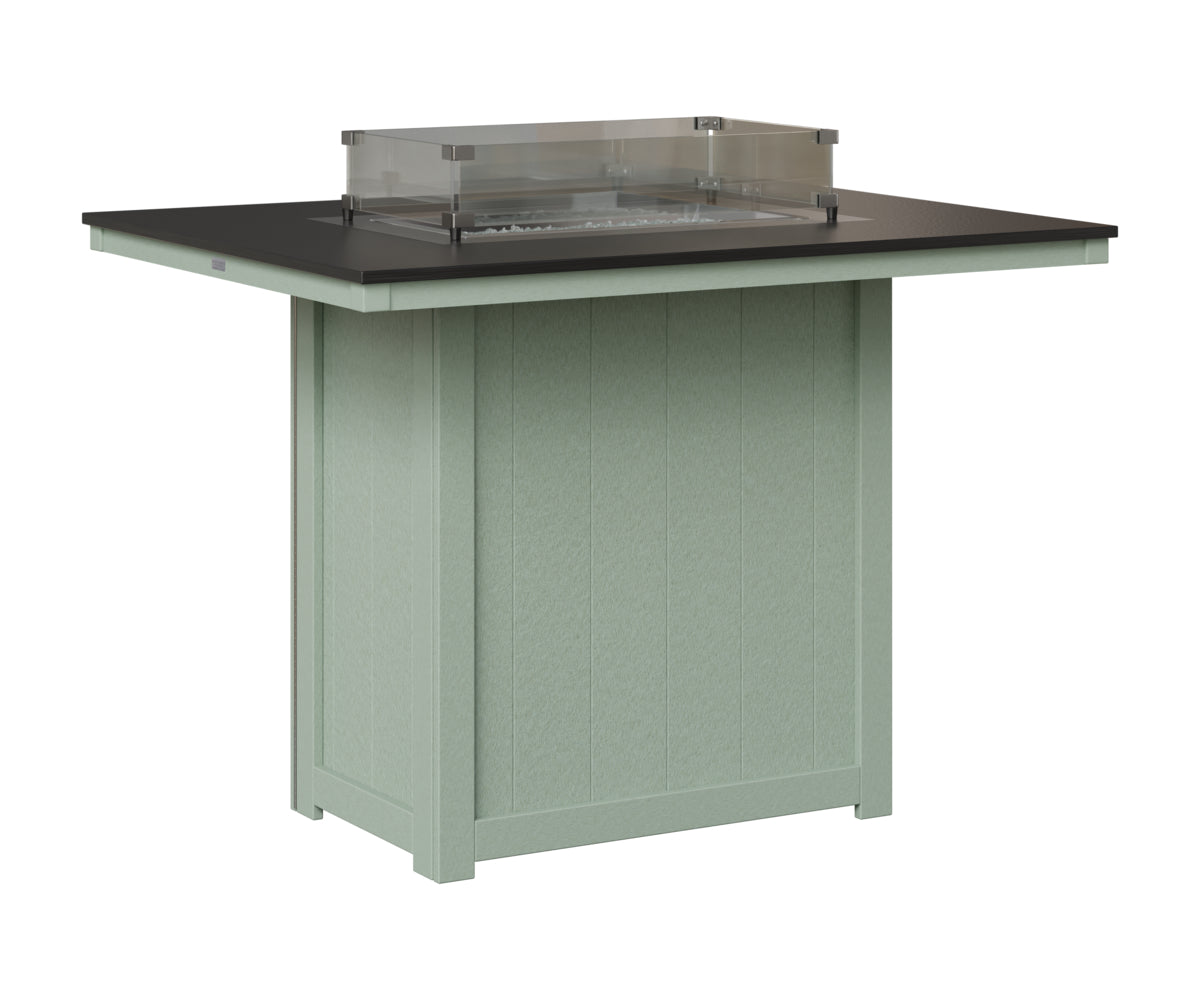 Berlin Gardens Donoma 42" x 54" Rectangular Fire Table Bar in Sea Foam, Hammered Black top