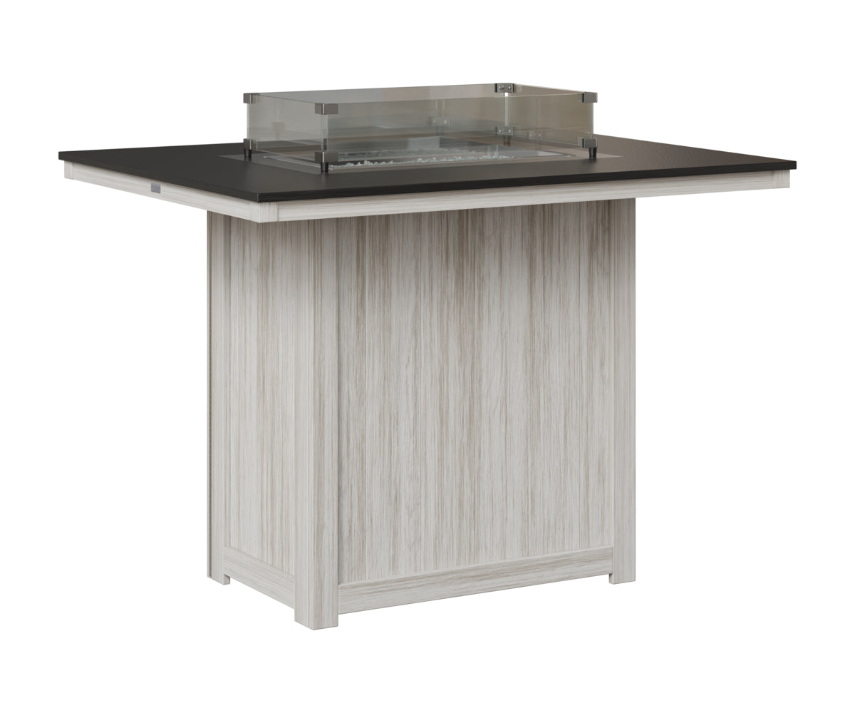 Berlin Gardens Donoma 42" x 54" Rectangular Fire Table Bar in Seashell, Hammered Black top