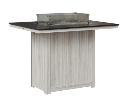 Berlin Gardens Donoma 42" x 54" Rectangular Fire Table Bar in Seashell, Hammered Black top