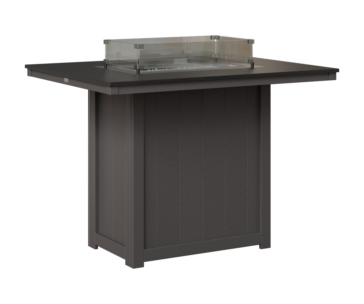 Berlin Gardens Donoma 42" x 54" Rectangular Fire Table Bar in Smoke Gray, Hammered Black top