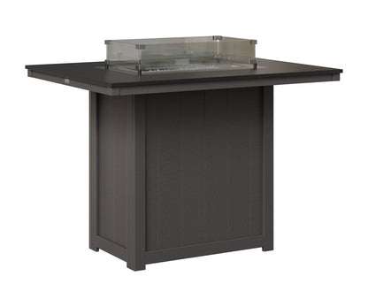 Berlin Gardens Donoma 42" x 54" Rectangular Fire Table Bar in Smoke Gray, Hammered Black top