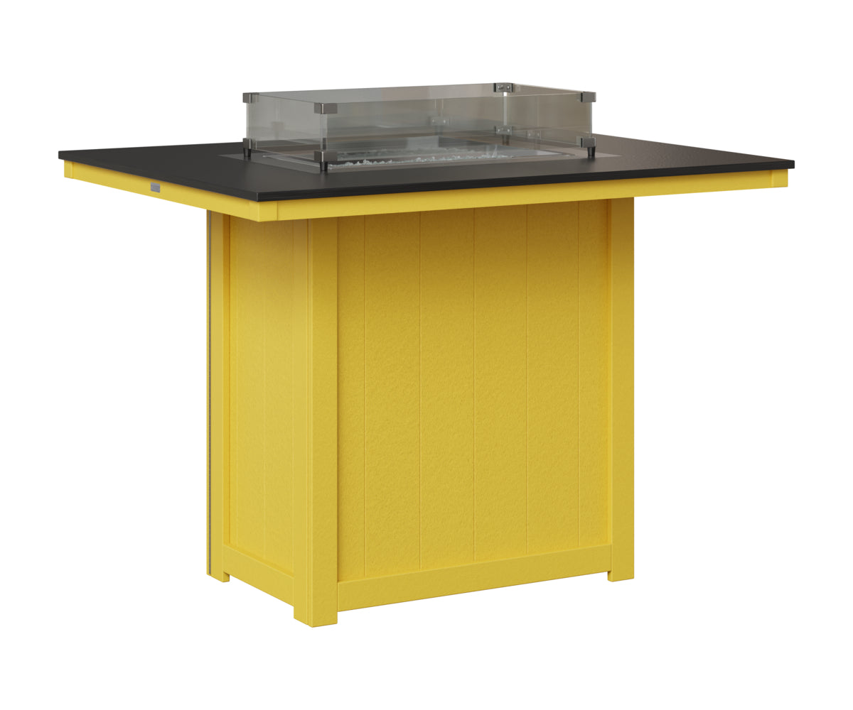 Berlin Gardens Donoma 42" x 54" Rectangular Fire Table Bar in Sunburst Yellow, Hammered Black top