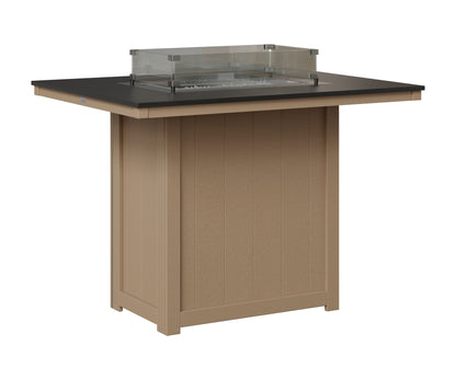 Berlin Gardens Donoma 42" x 54" Rectangular Fire Table Bar in Weatherwood, Hammered Black top