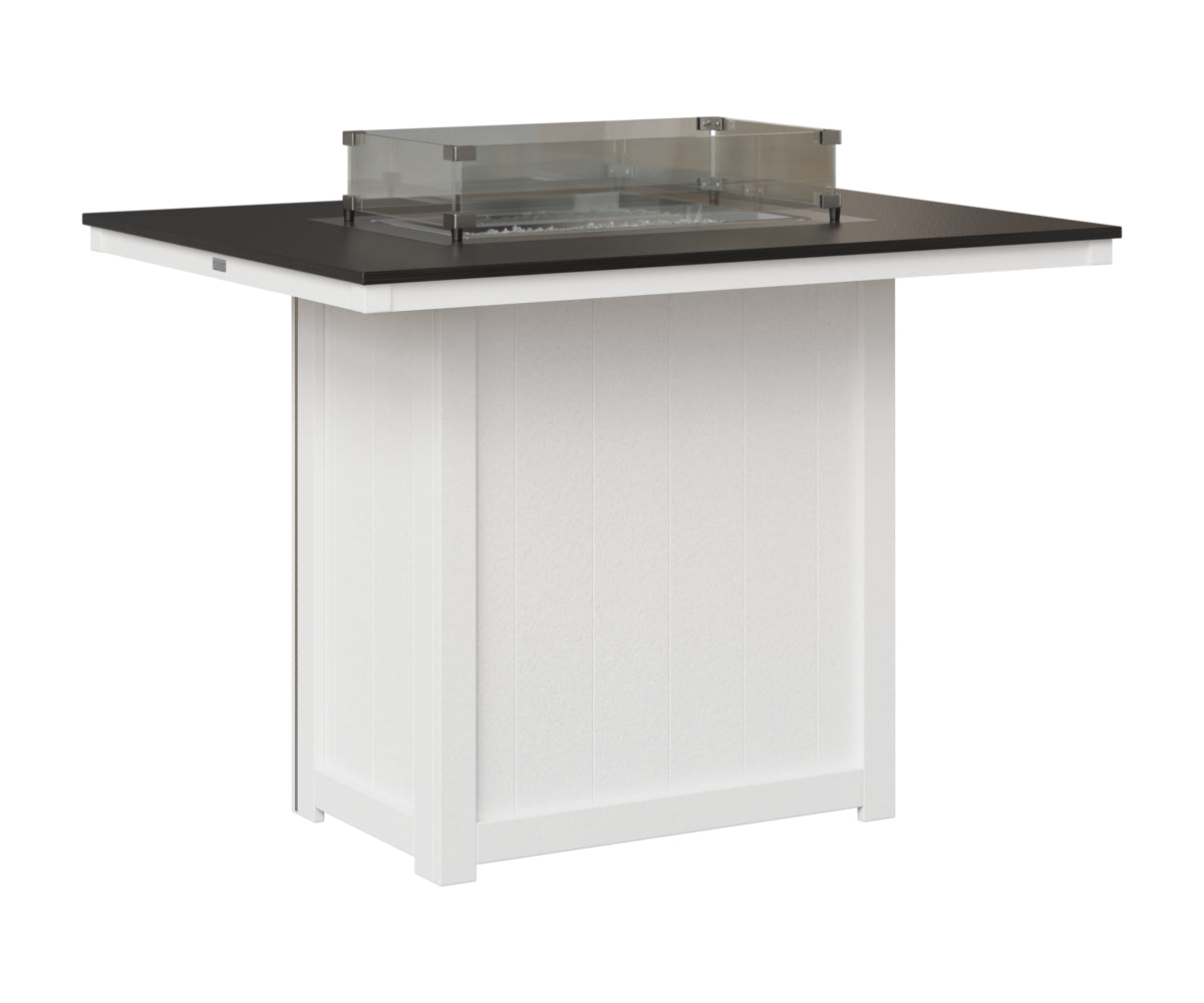 Berlin Gardens Donoma 42" x 54" Rectangular Fire Table Bar in White, Hammered Black top
