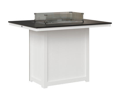 Berlin Gardens Donoma 42" x 54" Rectangular Fire Table Bar in White, Hammered Black top