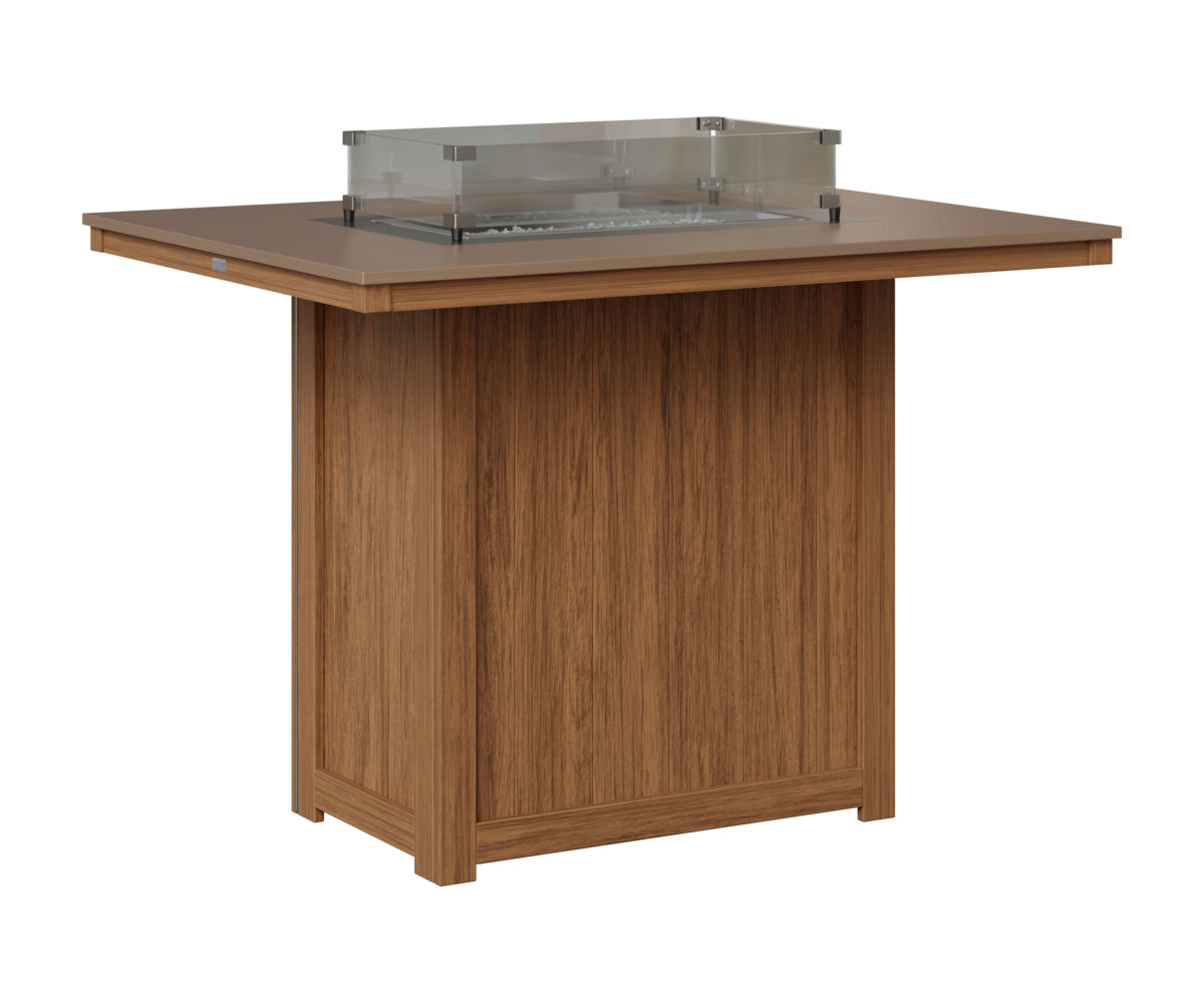 Berlin Gardens Donoma 42" x 54" Rectangular Fire Table Bar in Antique Mahogany, Hammered Bronze top