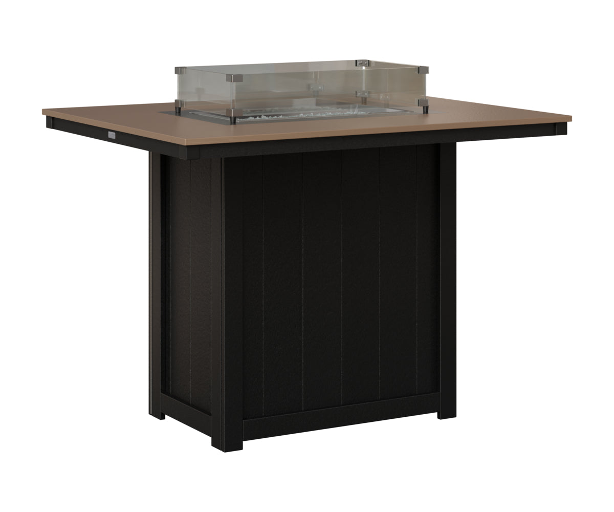 Berlin Gardens Donoma 42" x 54" Rectangular Fire Table Bar in Black, Hammered Bronze top
