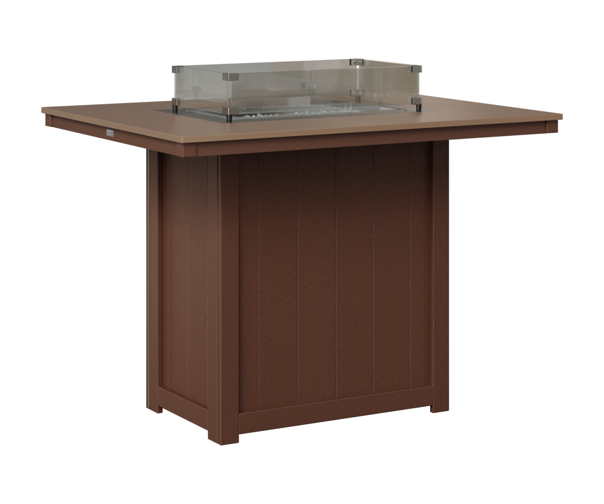 Berlin Gardens Donoma 42" x 54" Rectangular Fire Table Bar in Chocolate Brown, Hammered Bronze top