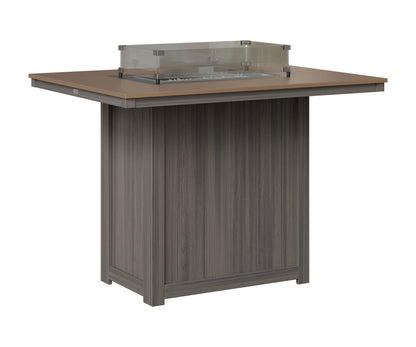 Berlin Gardens Donoma 42" x 54" Rectangular Fire Table Bar in Coastal Gray, Hammered Bronze top