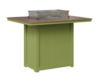 Berlin Gardens Donoma 42" x 54" Rectangular Fire Table Bar in Kiwi Green, Hammered Bronze top