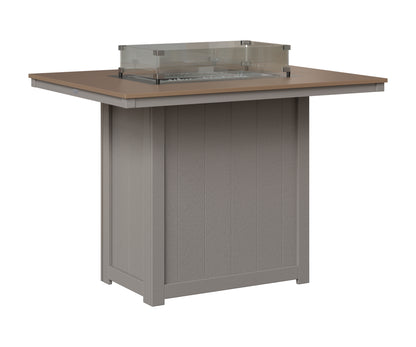 Berlin Gardens Donoma 42" x 54" Rectangular Fire Table Bar in Light Gray, Hammered Bronze top