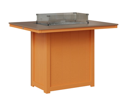 Berlin Gardens Donoma 42" x 54" Rectangular Fire Table Bar in Mango Orange, Hammered Bronze top