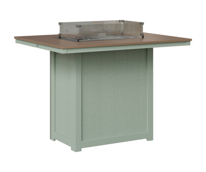 Berlin Gardens Donoma 42" x 54" Rectangular Fire Table Bar in Sea Foam, Hammered Bronze top