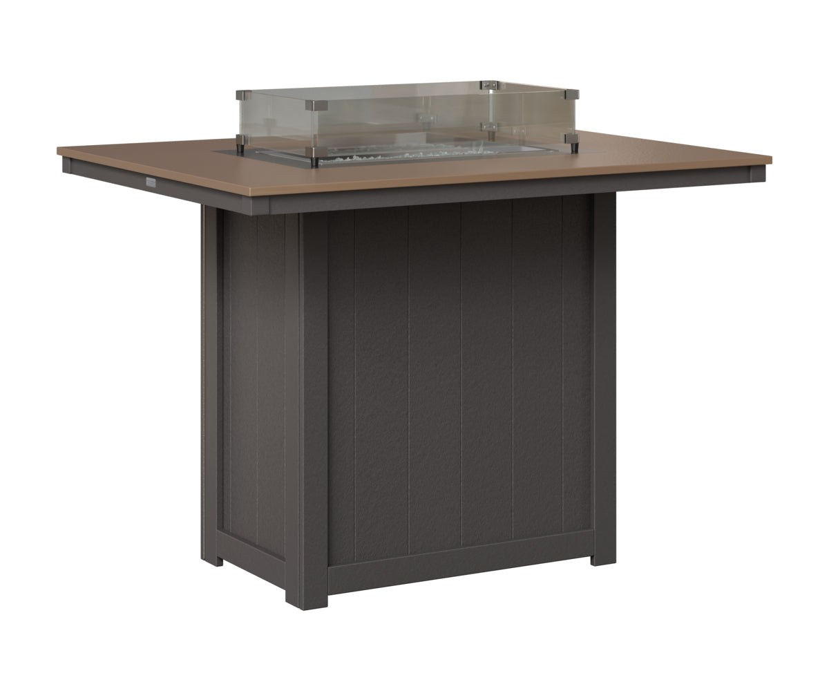Berlin Gardens Donoma 42" x 54" Rectangular Fire Table Bar in Smoke Gray, Hammered Bronze top