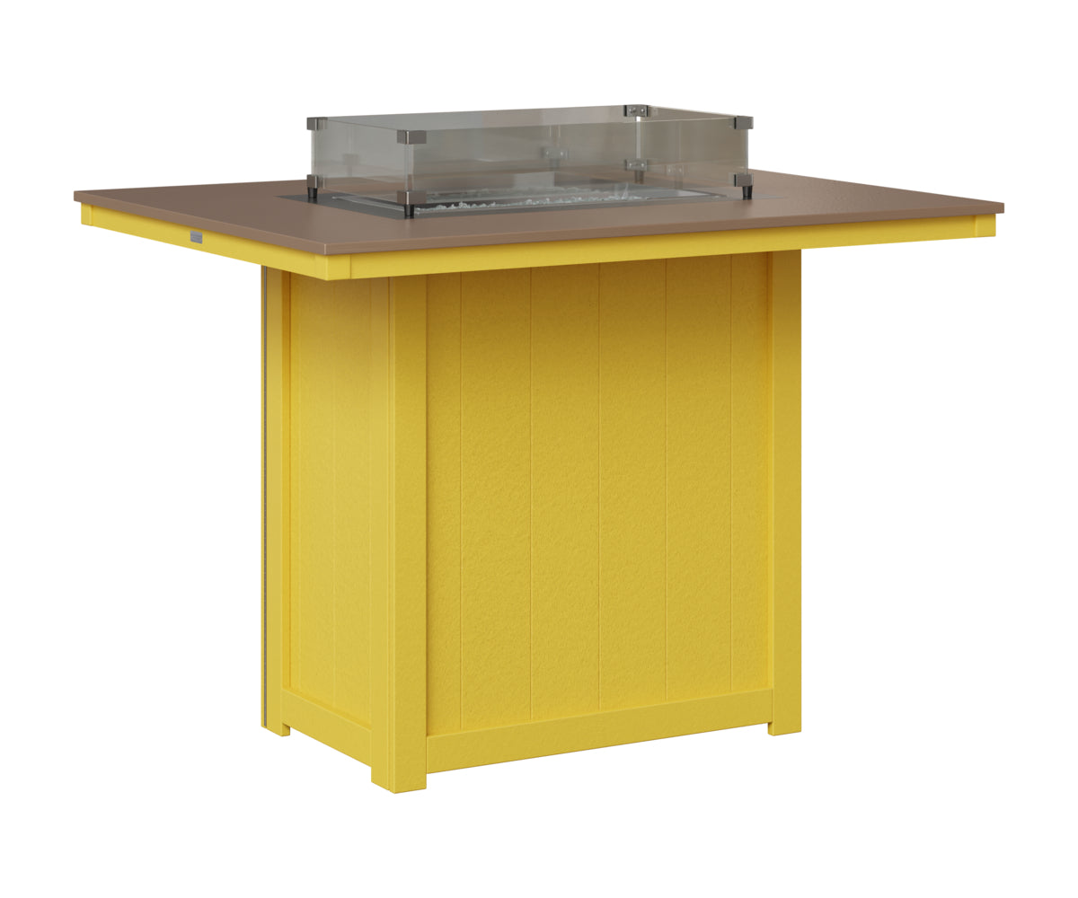 Berlin Gardens Donoma 42" x 54" Rectangular Fire Table Bar in Sunburst Yellow, Hammered Bronze top