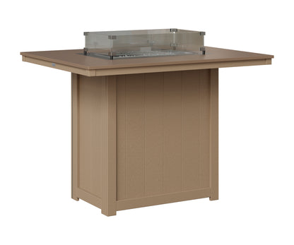 Berlin Gardens Donoma 42" x 54" Rectangular Fire Table Bar in Weatherwood, Hammered Bronze top